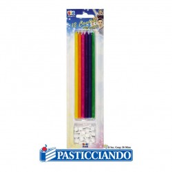  Vendita on-line di Candeline multicolor 15cm 12pz  