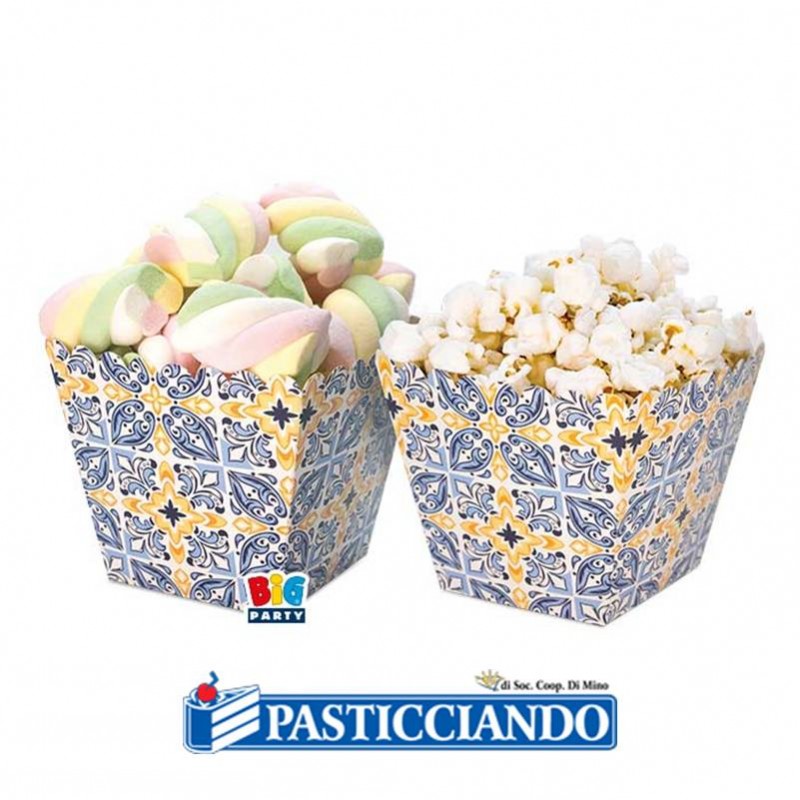 Sweet box Positano maioliche blu e giallo 6pz - Big Party