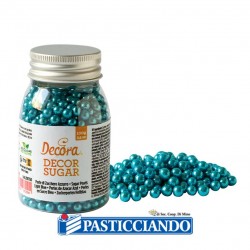  Vendita on-line di Perle di zucchero azzurro metallizzato 100gr Decora 