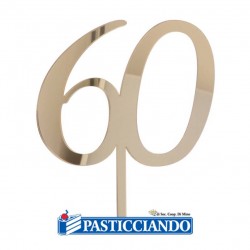  Vendita on-line di Cake topper 60 dorato in plex 15cm GRAZIANO 