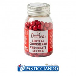  Vendita on-line di Mini lenti di cioccolato al latte rosso 80gr Decora 