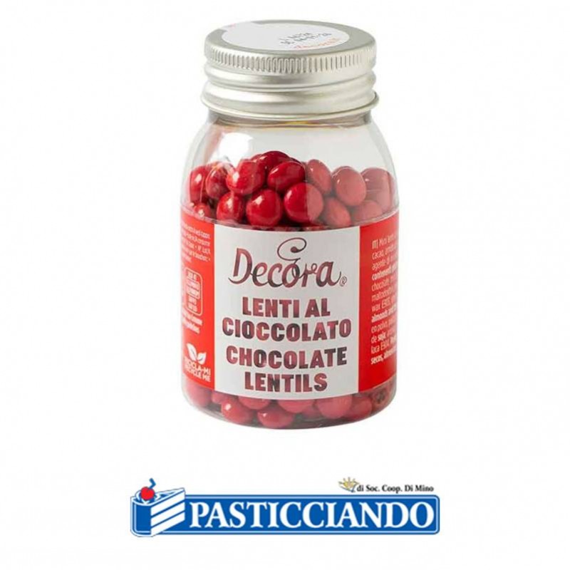 Mini lenti di cioccolato al latte rosso 80gr - Decora