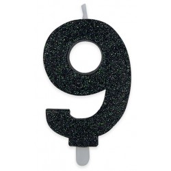 Candela numero nera glitter Big Party in vendita online