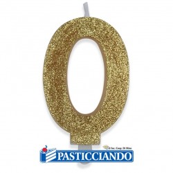 Candela numero oro glitter Big Party in vendita online