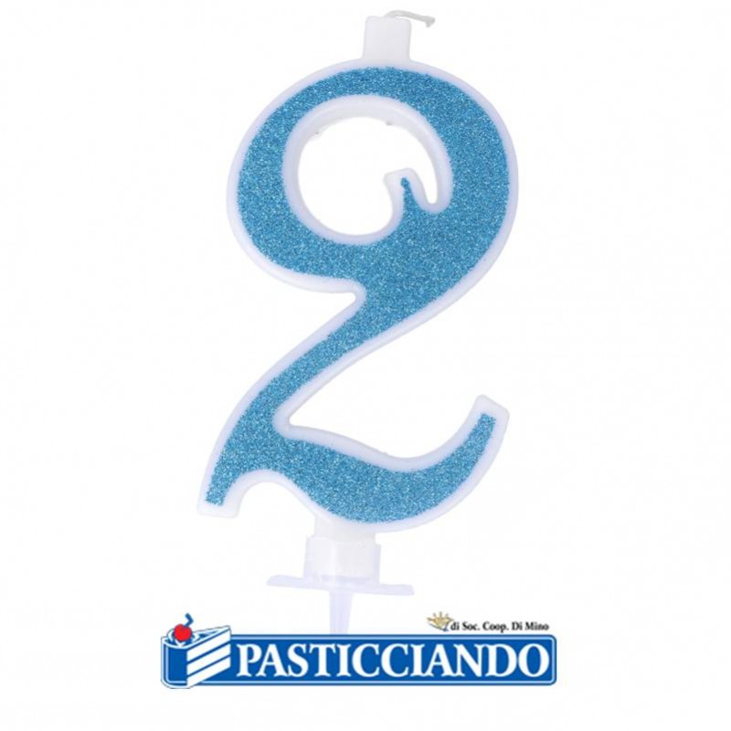 Candela 2 azzurra glitter piccola - GRAZIANO