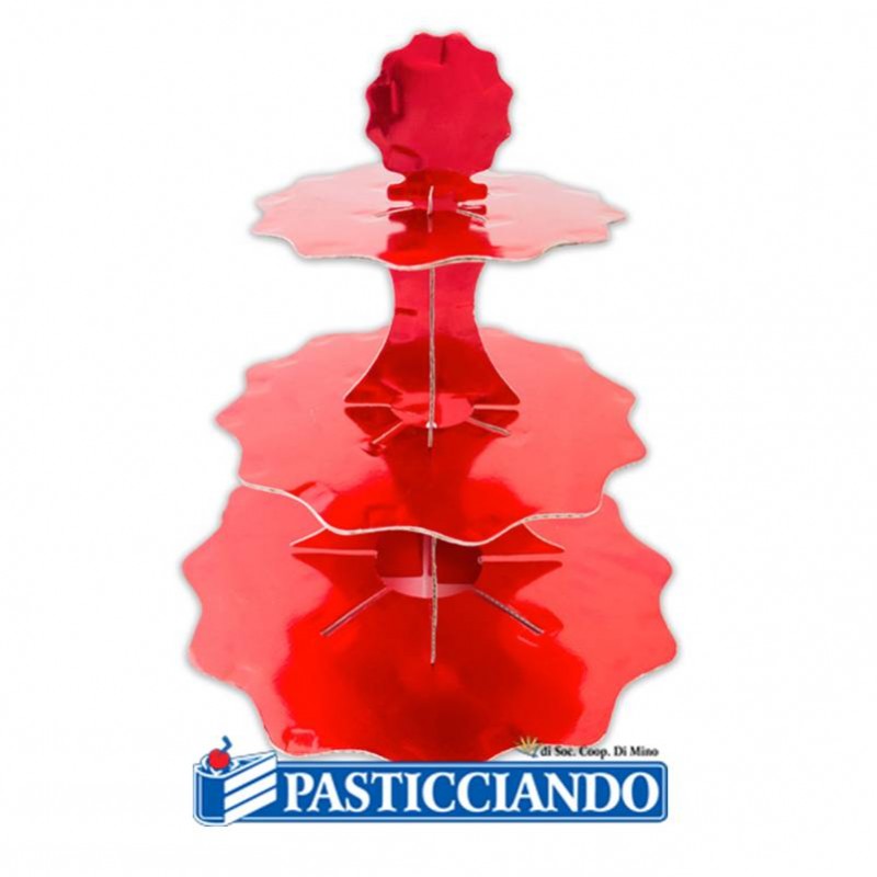 Alzata rosso metal 3 piani - Big Party