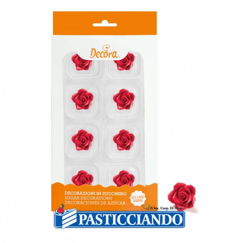 Rose rosse piccole in zucchero - 