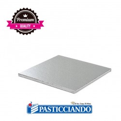 Sottotorta rigido quadrato argento 25x25 H1,2 cm Decora in vendita online