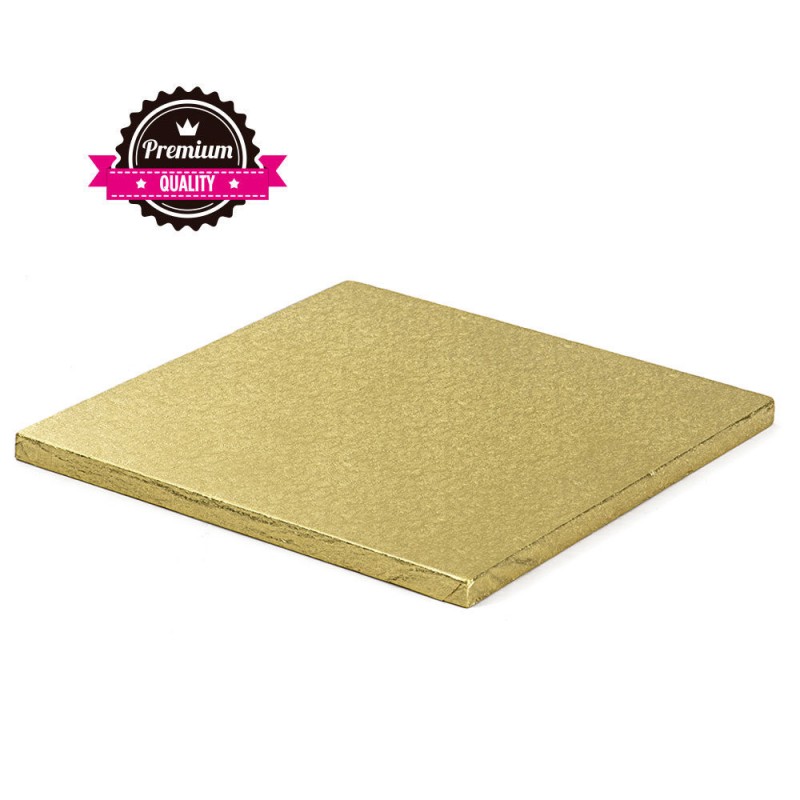 Sottotorta rigido quadrato oro 30x30 h1,2 cm - Decora