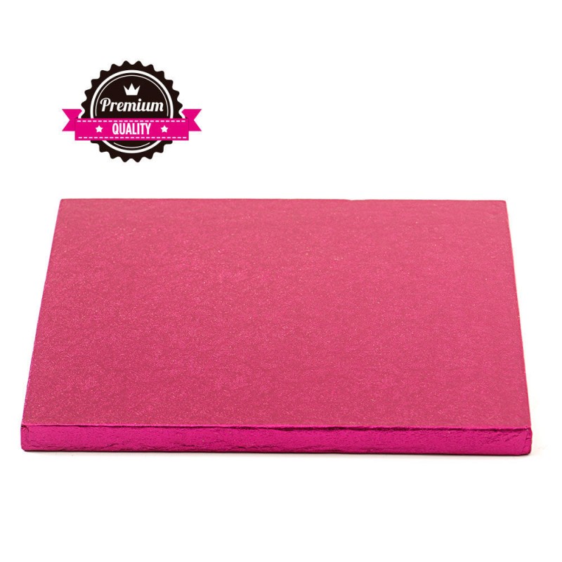 Sottotorta rigido quadrato fucsia 30x30 h1,2 cm - Decora