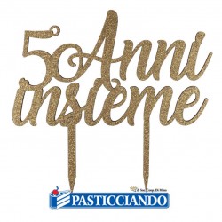 Topper 50 anni insieme in legno oro GRAZIANO in vendita online