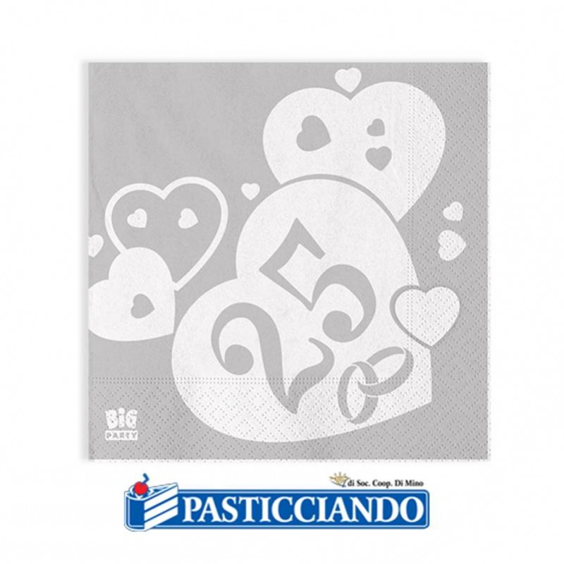 Tovaglioli 25&deg; Anniversario - 20 Pezzi, 25x25 Cm, Per Feste E Celebrazioni