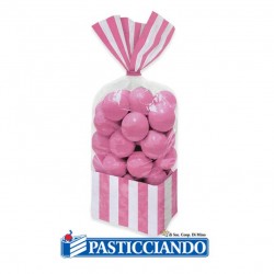  Vendita on-line di Sacchettini strisce rosa 10pz Big Party 