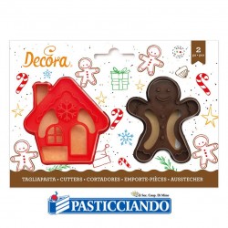 Set tagliapasta casetta e gingerbread 2pz Decora in vendita online