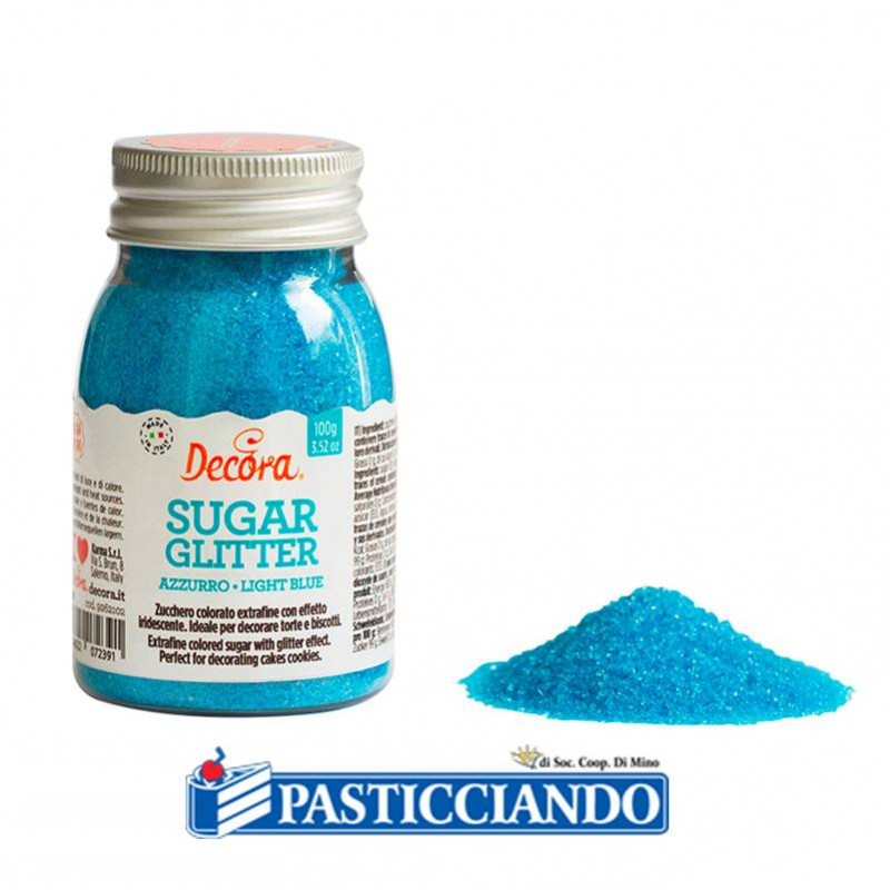 Zucchero glitterato azzurro 100gr - Decora
