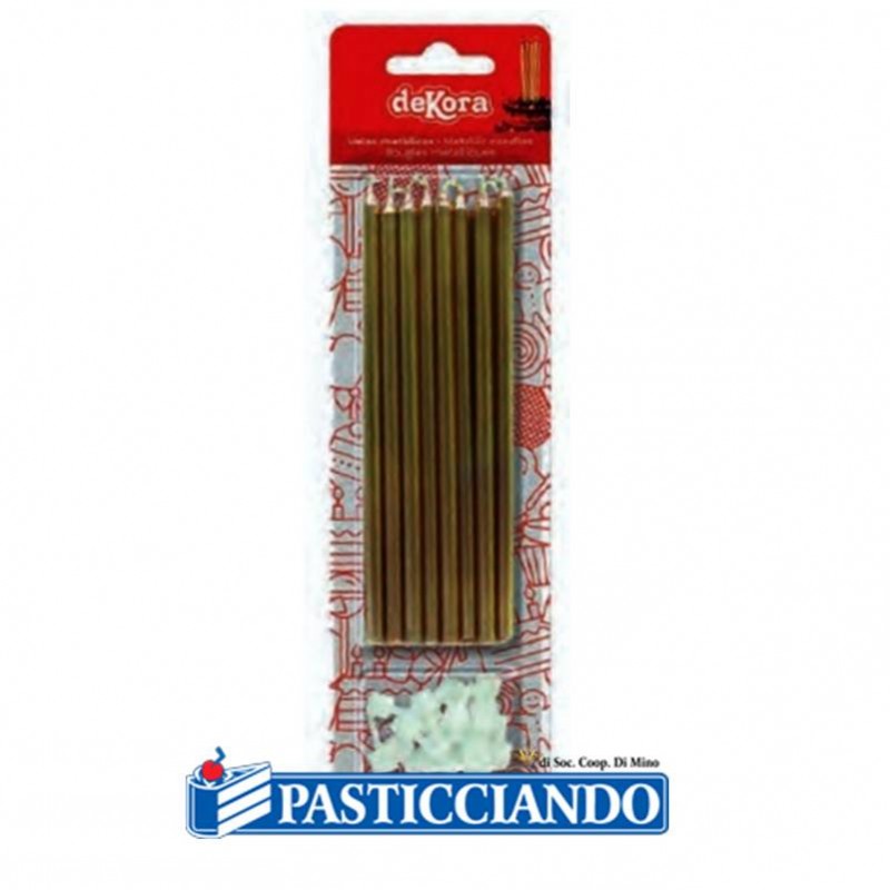 Candele lunghe satinate oro 16pz - Floreal